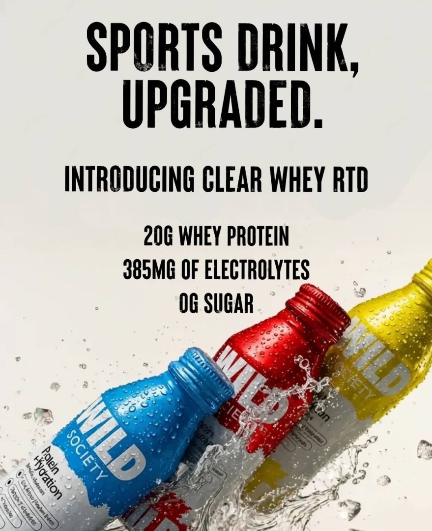 Wild Society Nutrition Launches Clear Whey Protein RTD Combining 20g Protein and Full Electrolyte Complex Wild Society Nutrition Launches Clear Whey Protein RTD Combining 20g Protein and Full Electrolyte Complex