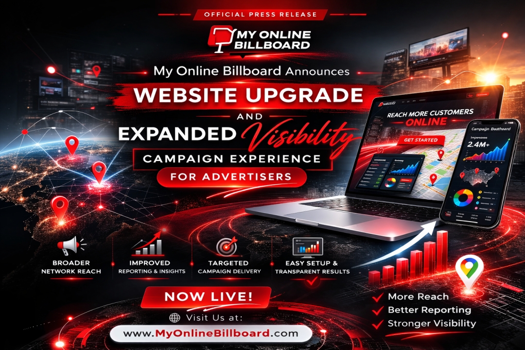 My Online Billboard Announces Website Upgrade and Expanded Visibility Campaign Experience for Advertisers My Online Billboard Announces Website Upgrade and Expanded Visibility Campaign Experience for Advertisers