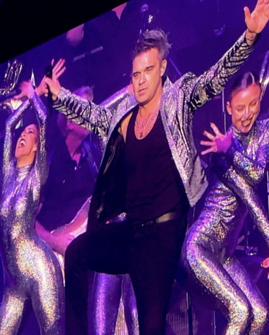 On stage for Robbie Williams