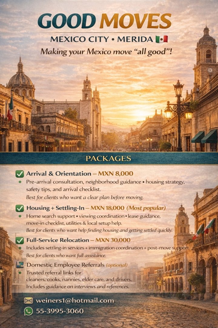 Good Moves Launches Digital Presence to Help Foreigners Relocate Seamlessly to Mexico City and Merida. Good Moves Launches Digital Presence to Help Foreigners Relocate Seamlessly to Mexico City and Merida.