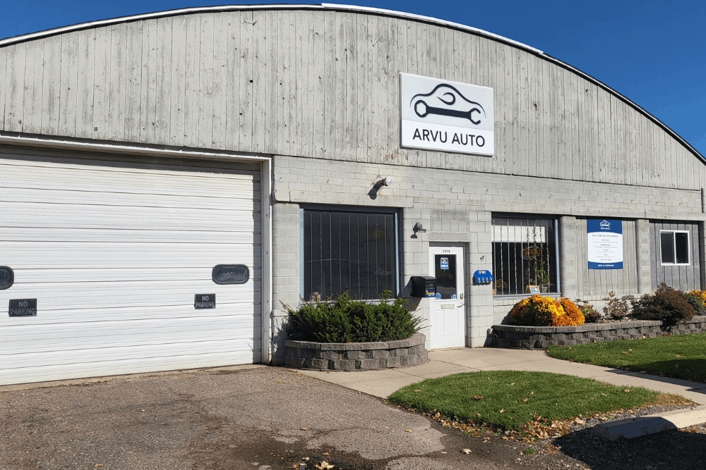 Car care, auto repair in Watertown, MN, at Arvu Auto. Exterior view of Arvu Auto in Watertown, MN, a trusted local auto repair shop providing summer vehicle maintenance, diagnostics, preventative maintenance, and complete automotive repair services. 