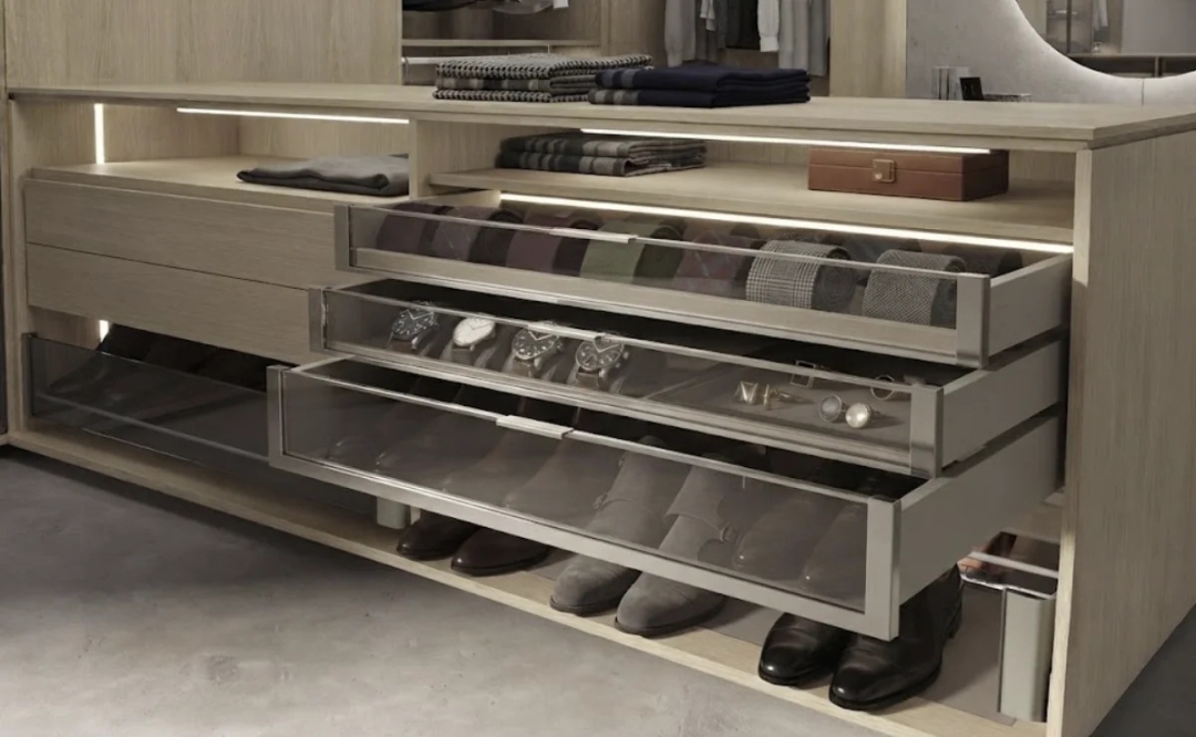 Diplomat Closet Design Introduces Glass-Front Drawer Systems for Custom Walk-In Closets and Dressing Rooms