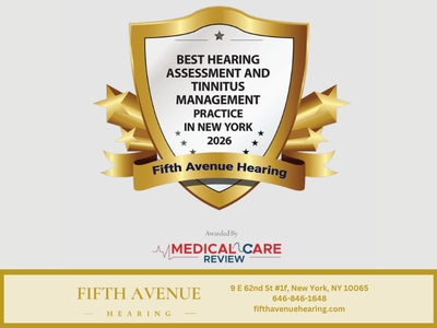 Fifth Avenue Hearing Named Best Hearing Assessment and Tinnitus Management Practice in New York for 2026 Fifth Avenue Hearing Named Best Hearing Assessment and Tinnitus Management Practice in New York for 2026