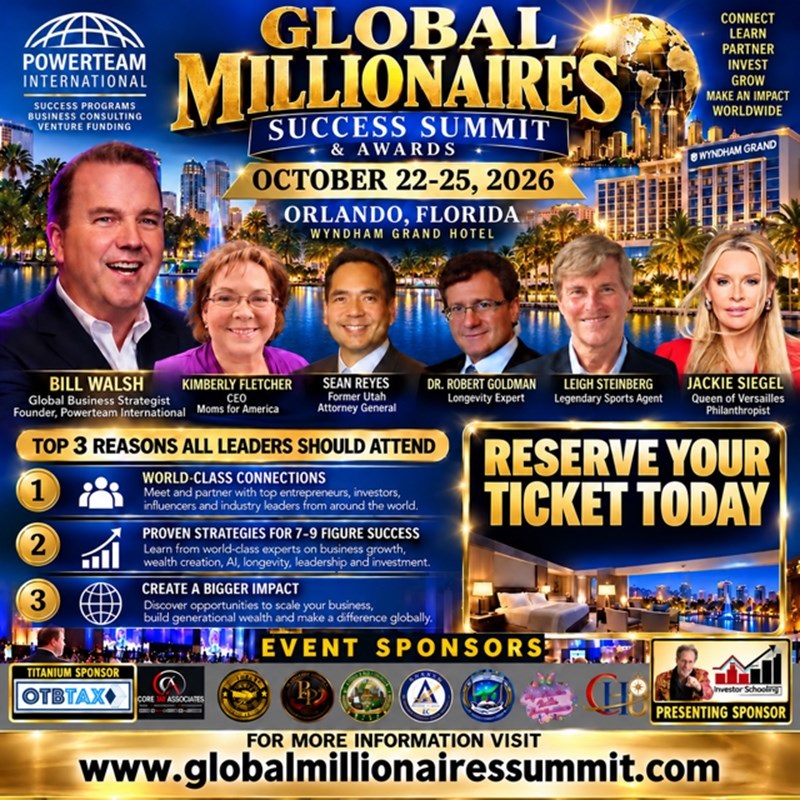 Global Millionaires Success Summit to Honor Five Leaders with Lifetime Achievement Awards in Orlando