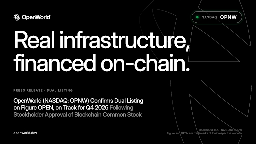 OpenWorld Confirms Dual Listing on Figure OPEN on Track for Q4 2026 Following Stockholder Approval of Blockchain Common Stock.